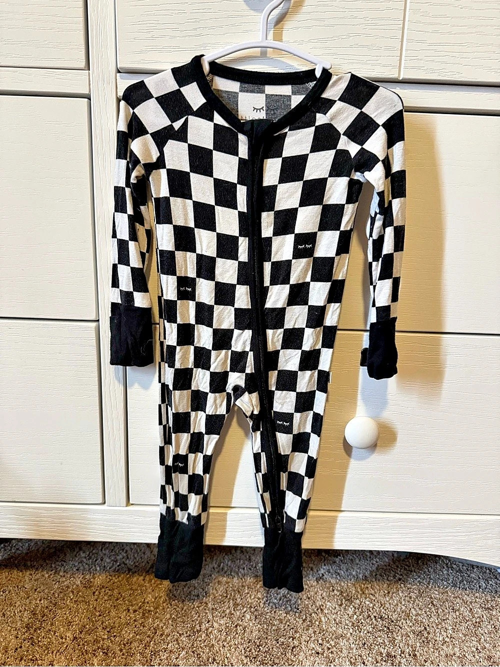 Little Sleepies  Checkered Black & White Baby 6-12 Months